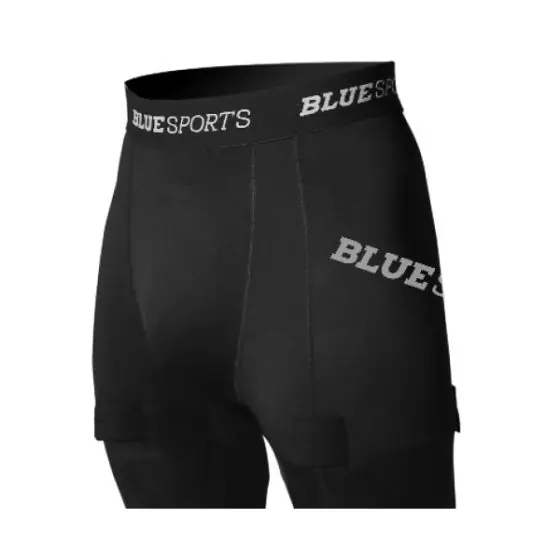 Suspensor in fitted Blue Sports shorts